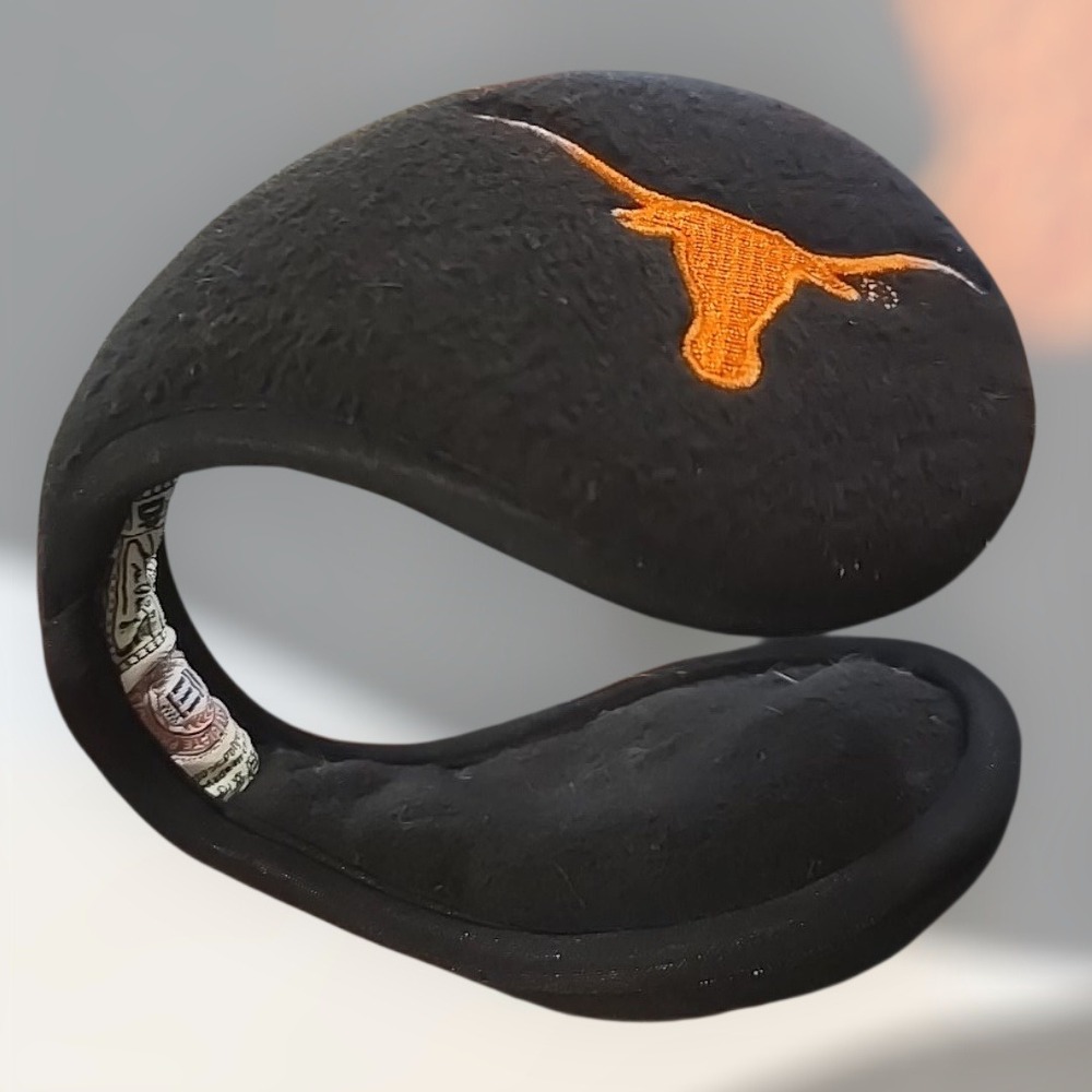 VTG Drew Pearson Texas Longhorns Fleece Ear Warmers Black Wrap Behind Head UT